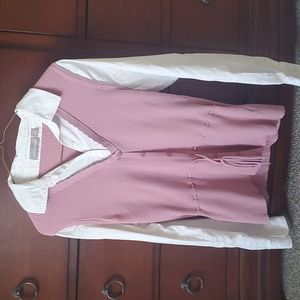 croft & barrow Dusty Rose Knit Vest with White Shirt Look